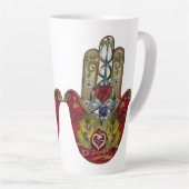 Ruby Pomegranate Heart Red Bird Hamsa Latte Mok (Rechterhoek)