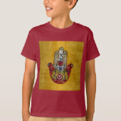 Ruby Pomegranate Heart Red Bird Hamsa T-shirt (Voorkant)