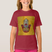 Ruby Pomegranate Heart Red Bird Hamsa T-shirt (Voorkant)