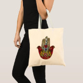 Ruby Pomegranate Heart Red Bird Hamsa Tote Bag (Voorkant (product))