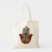 Ruby Pomegranate Heart Red Bird Hamsa Tote Bag (Voorkant)