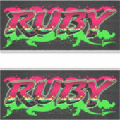 Ruby Prénom Nom Graffiti Autocollants Autocollants (Devant)
