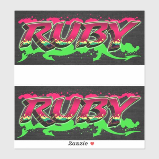 Ruby Prénom Nom Graffiti Autocollants Autocollants (Feuille)
