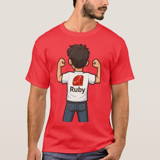 Ruby Programmer Cartoon T-Shirt (Devant)