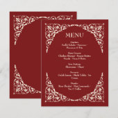 Ruby Radiance Deep Red and Cream Wedding Menu (Voorkant / Achterkant)