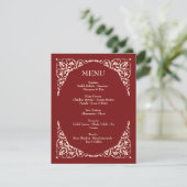 Ruby Radiance Deep Red and Cream Wedding Menu (Staand voorkant)