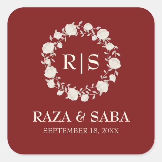 Ruby Radiance Red and Cream Wedding Vierkante Sticker (Voorkant)