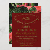 Ruby Red 40th Mariage Anniversary Invitation (Devant / Derrière)