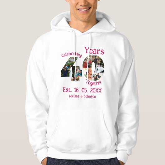 Ruby Red 40th Wedding Jubileum 11 Foto Collage Hoodie (Voorkant)