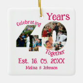 Ruby Red 40th Wedding Jubileum 11 Foto Collage Keramisch Ornament (Voorkant)