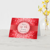 Ruby Red Bokeh 40th Anniversary Kaart (Gele Bloem)