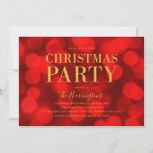Ruby Red Bokeh Lights Faux Gold Kerstfeest Kaart (Voorkant)