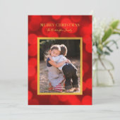 Ruby Red Bokeh Lights Faux Gold Merry kerst Feestdagenkaart (Staand voorkant)