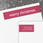 Ruby Red | Burgundy Minimalist Address<br><div class="desc">Simple, stylish "merry christmas quote wrap around address with typographiy modern on white on wine maroon background in a minimum scandinavian design style. The label can be easily personalized with your own greeting, return name and address to make a truly bespoke christmas holiday label for the solive season to co-ordinate...</div>