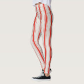 Ruby Red Cream Antiek Matras Ticking Streep Leggings (Links)