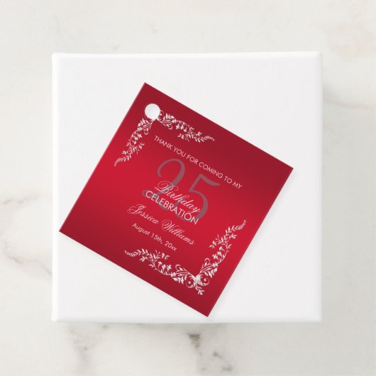 Ruby Red Decoration 25th Birthday Bedankjes Labels (In situ)