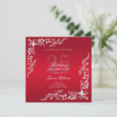 Ruby Red Decoration 25th Birthday Save The Date (Staand voorkant)