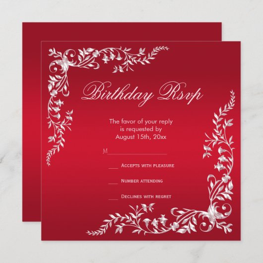 Ruby Red Decoration Birthday RSVP (Voorkant / Achterkant)