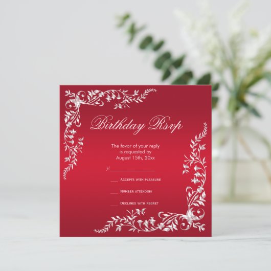 Ruby Red Decoration Birthday RSVP (Staand voorkant)