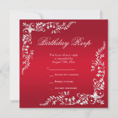 Ruby Red Decoration Birthday RSVP (Voorkant)