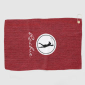 Ruby Red Denim Fabric Print, Vrouw Golfhanddoek (Horizontaal)