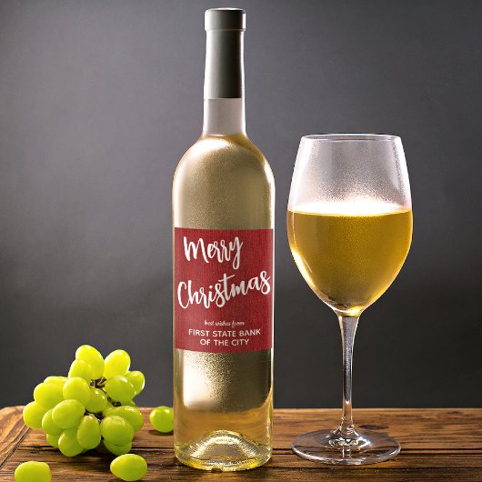 Ruby Red Denim White Script Business Name Set van Wijn Etiket