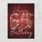 Ruby Red & Diamond Glitter 65th Birthday Briefkaart (Voorkant)