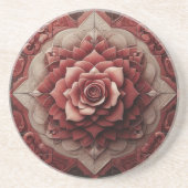 Ruby Red Elegance Dessous de verre en grès 3D (Devant)