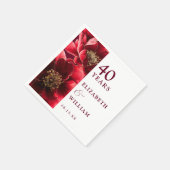 Ruby Red Elegant Modern Floral 40e Jubileum Servet (Hoek)