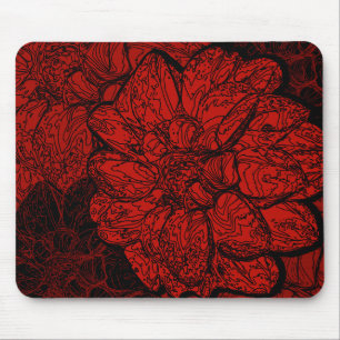 Ruby Red en Black Dahlia Flowers Muismat