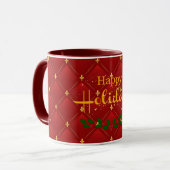 Ruby Red en Gold Art Deco/Art Nouveau Mok (Voorkant links)