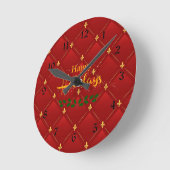 Ruby Red en Gold Art Deco/Art Nouveau Ronde Klok (Hoek)