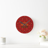Ruby Red en Gold Art Deco/Art Nouveau Ronde Klok (Huis)
