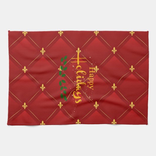 Ruby Red en Gold Art Deco/Art Nouveau Theedoek (Horizontaal)