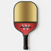 Ruby Red en Gold personaliseren Monogram & Naam Pickleball Paddle (Voorkant)