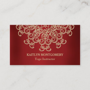 Ruby Red en Gold  Sunburst Mandala Visitekaartje
