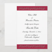 Ruby Red en Pearls Save the Date (Voorkant / Achterkant)