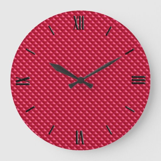 Ruby red, enamel look, bestudeerd raster grote klok (Voorkant)