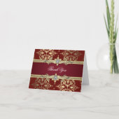 Ruby Red et Gold Damask Merci Cartes (Devant)