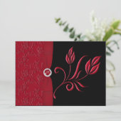 Ruby Red, Faire-part de mariage Floral noir (Debout devant)