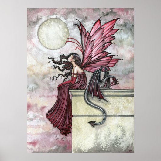 Ruby Red Fairy Dragon Poster Print (Voorkant)