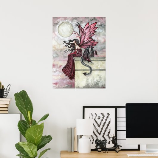 Ruby Red Fairy Dragon Poster Print (Thuiskantoor)