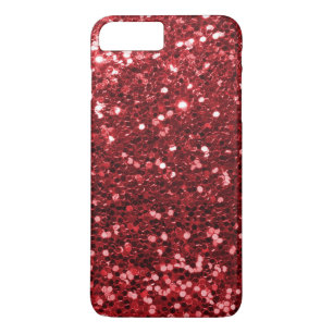 Ruby Red Faux Glitter Sparkle Print iPhone 8 Plus / 7 Plus Hoesje