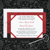 Ruby Red Floral Brocade Wedding Kaart