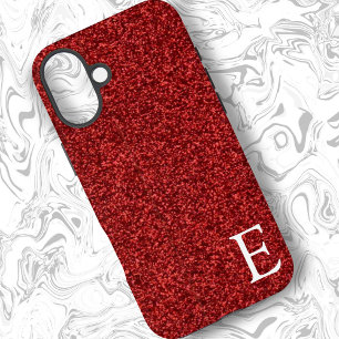 Ruby Red Girly Printed Glitter Stijlvol en Schatti iPhone 16 Plus Hoesje