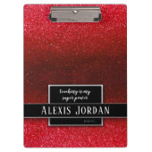 Ruby Red Glitter Black Witte Teachers Super Powers Klembord (Voorkant)