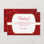 Ruby Red Glitter Dank je kaarten (Voorkant / Achterkant)