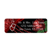 Ruby Red Glitter en Roos Jubileum Etiket (Voorkant)