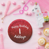 Ruby Red Glitter Metallic Ombre Birthday Sparkles Papieren Bordje (Feest)