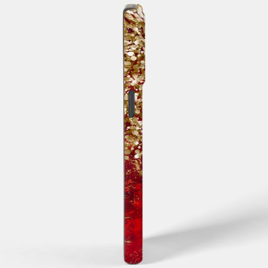 Ruby Red Glittery Gold Glam gepersonaliseerd Case-Mate iPhone Case (Achterkant / Rechts)